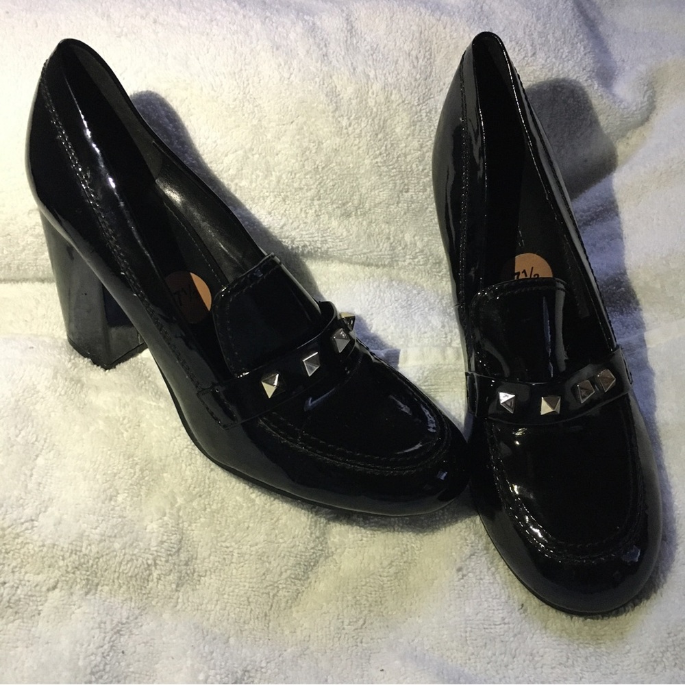 MARC FISHER Patent Leather Block High Heel Loafers Size 7.5